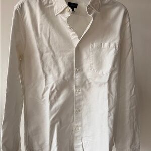 J. Crew Men's White Textured Button Down Shirt